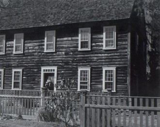 Black and white photo of a house